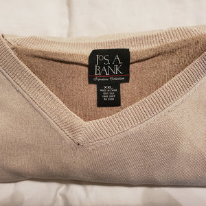 Jos. A. Bank 100% Silk V-Neck Sweater XXL Lt.Taupe